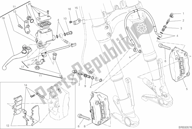 All parts for the Front Brake System of the Ducati Monster 797 Plus Thailand USA 2019